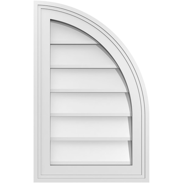 Ekena Millwork Quarter Round Top Right Surface Mount PVC Gable Vent w/ 2"W x 2"P Brickmould Sill Frame, 14"W x 22"H GVPQR14X2203SN - main